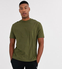 Свободная футболка цвета хаки из органического хлопка с круглым вырезом ASOS DESIGN Tall-Зеленый