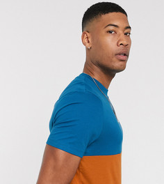 Коричневая футболка из органического хлопка с контрастной вставкой ASOS DESIGN Tall-Коричневый