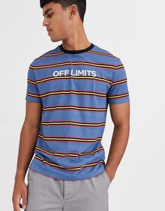 Футболка в полоску с вышивкой "Off limits" ASOS DESIGN-Мульти