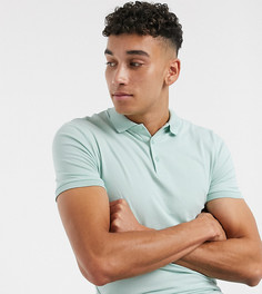Поло голубого цвета обтягивающего кроя из органического хлопка ASOS DESIGN Tall-Синий