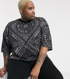 Длинная oversize-футболка с принтом ASOS DESIGN Plus-Черный