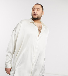 Светлая атласная oversized-рубашка ASOS DESIGN Plus-Белый