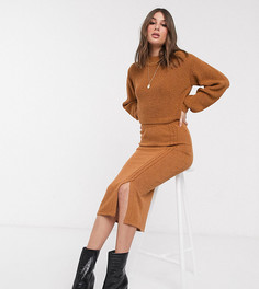 Трикотажная юбка миди от комплекта ASOS DESIGN Tall-Светло-бежевый