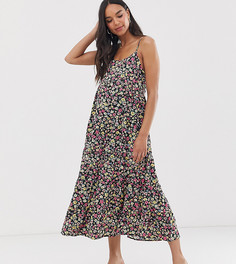 Черное платье миди с цветочным узором New Look Maternity-Черный