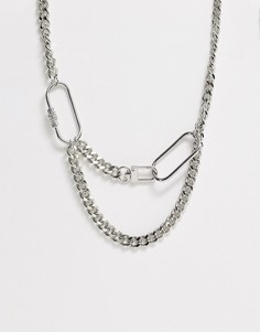 Серебристое ожерелье в несколько рядов Topshop-Серебряный