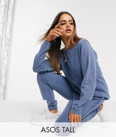 Спортивный костюм с эффектом кислотной стирки ASOS DESIGN Tall-Синий