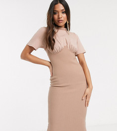 Лилово-бежевое платье-футболка миди ASOS DESIGN Petite-Бежевый