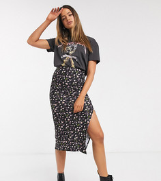 Трикотажная юбка с разрезом и цветочным принтом ASOS DESIGN Tall-Мульти