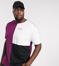 Розовая футболка в стиле колор блок River Island big & tall-Белый