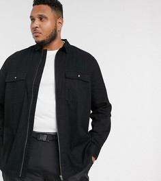 Джинсовая рубашка навыпуск с молнией и карманами ASOS DESIGN Plus-Черный