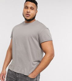 Светло-серая футболка с отворотами на рукавах New Look Plus-Серый