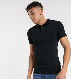 Поло черного цвета обтягивающего кроя из органического хлопка ASOS DESIGN Tall-Черный