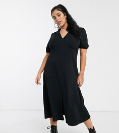 Черное чайное платье миди с воротником ASOS DESIGN Curve-Черный