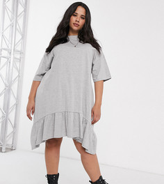 Серое меланжевое свободное платье в стиле oversized ASOS DESIGN Curve-Серый