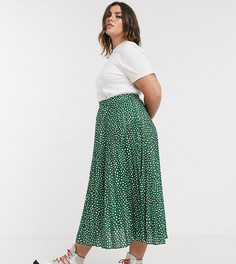 Плиссированная юбка миди в горошек ASOS DESIGN Curve-Мульти