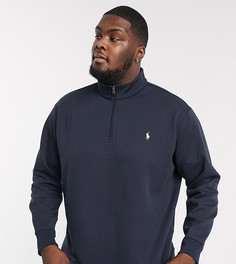 Темно-синий свитшот с молнией и логотипом Polo Ralph Lauren Big & Tall