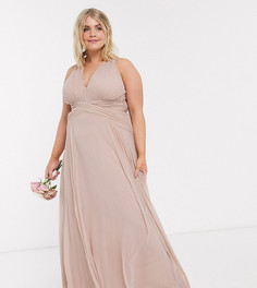 Платье макси с запахом и сборками ASOS DESIGN Curve-Розовый