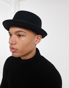 Черная шляпа с плоской тульей ASOS DESIGN-Черный