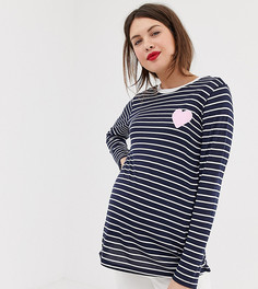 Лонгслив в полоску с сиреневым сердцем ASOS DESIGN Maternity Nursing-Мульти