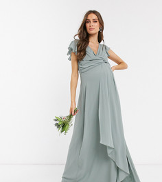 Шалфейно-зеленое платье макси TFNC Maternity bridesmaid-Зеленый