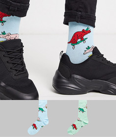 Набор из 2 пар носков с рисунком динозавров АSOS DESIGN-Мульти