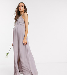 Эксклюзивное серое платье макси с плиссировкой TFNC Maternity bridesmaid-Серый