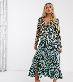 Платье макси с комбинированным звериным принтом ASOS DESIGN Maternity-Мульти