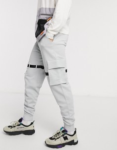 Серые суженные книзу джоггеры с карманами карго ASOS DESIGN-Серый