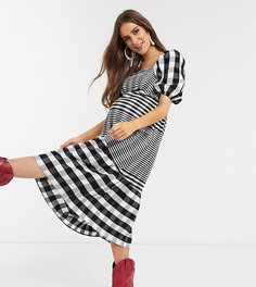 Монохромное платье миди с узором Topshop Maternity-Белый