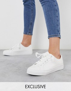 Стеганые кроссовки на шнуровке New Look-Белый