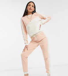 Спортивный костюм из джоггеров и свитшота в стиле колор блок ASOS DESIGN Tall-Розовый