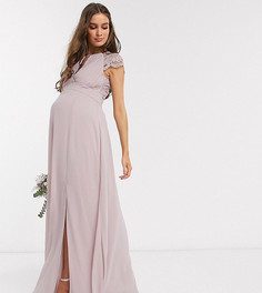 Розовое платье макси с кружевными рукавами TFNC Maternity-Розовый