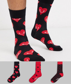 Подарочный набор на День Св. Валентина с 3 парами носков Happy Socks-Мульти