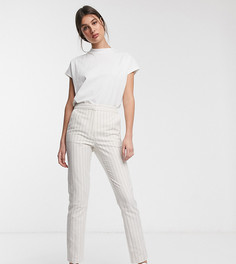 Брюки-сигареты в полоску с добавлением льна ASOS DESIGN Tall-Мульти