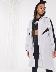 Серая длинная спортивная куртка Reebok-Серый