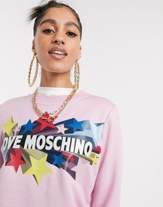 Розовый свитшот с логотипом Love Moschino