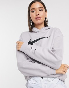 Oversized-худи серого цвета с логотипом-галочкой Nike Triple-Серый
