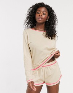 Трикотажный лонгслив от комплекта ASOS DESIGN-Бежевый