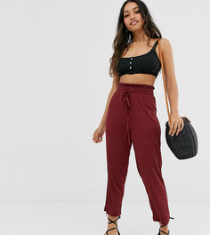 Фактурные суженные книзу брюки с присборенной эластичной талией ASOS DESIGN Petite-Розовый