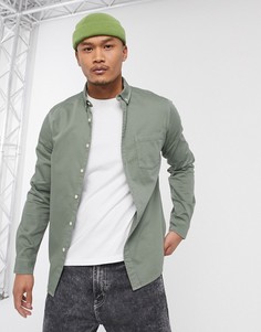 Светло-зеленая узкая джинсовая рубашка из органического хлопка ASOS DESIGN-Зеленый