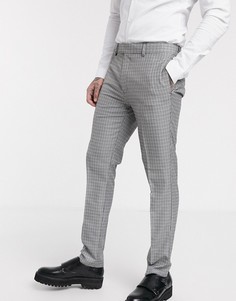 Брюки скинни в клетку синего/серого цвета Topman-Синий