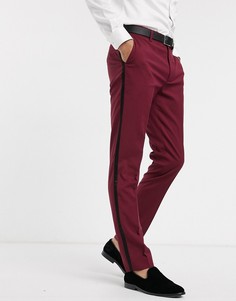 Бордовые брюки скинни под смокинг ASOS DESIGN-Красный