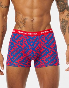 Голубые хлопковые боксеры-брифы с принтом Tommy Hilfiger-Синий