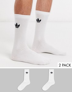 Набор из 2 пар белых носков с логотипом-трилистником adidas Originals-Белый