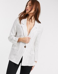 Пиджак из ткани с добавлением льна ASOS DESIGN-Мульти
