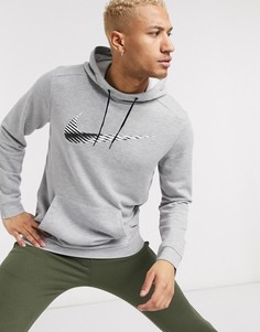 Худи из материала Dri-Fit серого цвета с логотипом-галочкой Nike Training-Серый