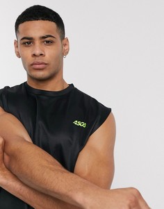 Черная oversized-футболка без рукавов из быстросохнущей ткани ASOS 4505-Черный