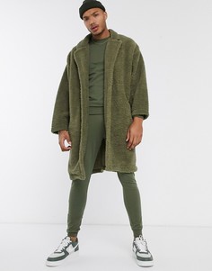 Легкое плюшевое oversized-пальто ASOS DESIGN-Зеленый