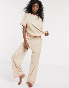 Трикотажные брюки от комплекта ASOS DESIGN-Бежевый
