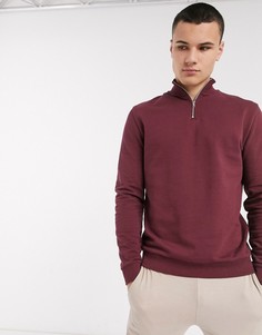 Бордовый свитшот с молнией ASOS DESIGN-Красный